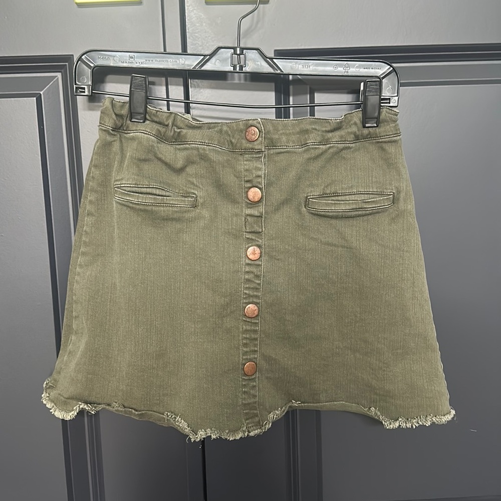 People’s Project Army Green Denim Button Up Skirt